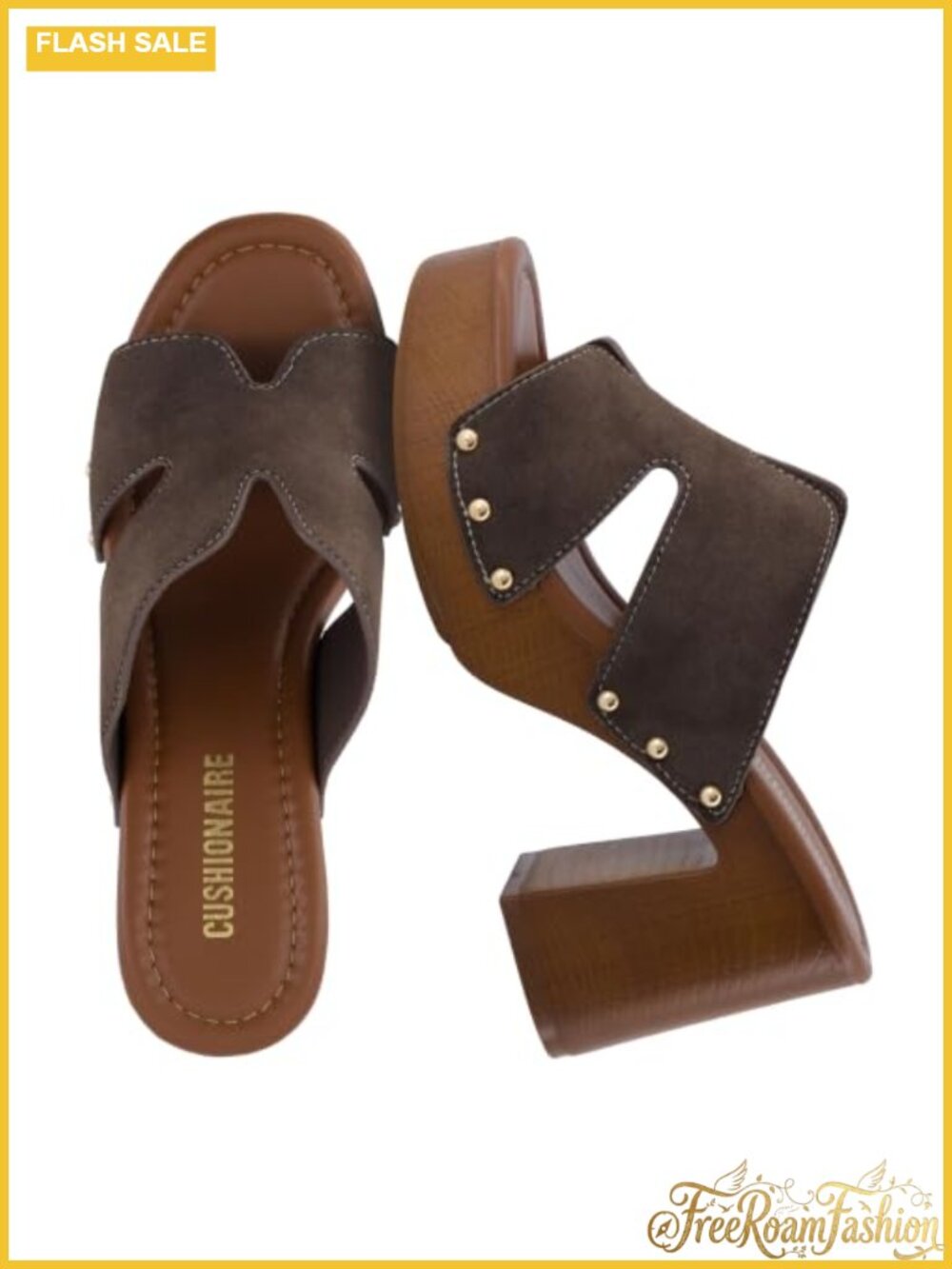 Cushionaire Markie Chunky Block Heel Vegan Suede Sandals Memory Foam